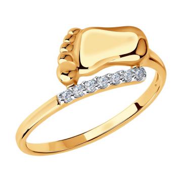 Кольцо женское из золота с фианитом