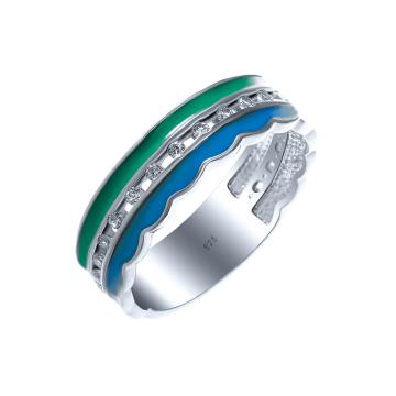 Кольцо женское из серебра с эмалью